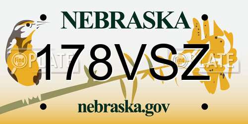 178VSZ Nebraska License Plate