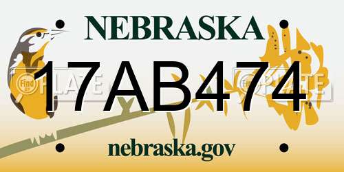 17AB474 Nebraska License Plate