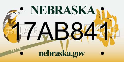 17AB841 Nebraska License Plate