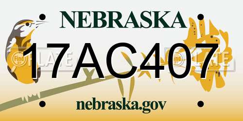17AC407 Nebraska License Plate