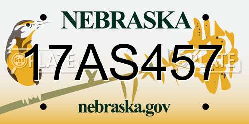 17AS457 Nebraska License Plate