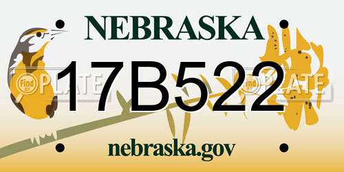 17B522 Nebraska License Plate