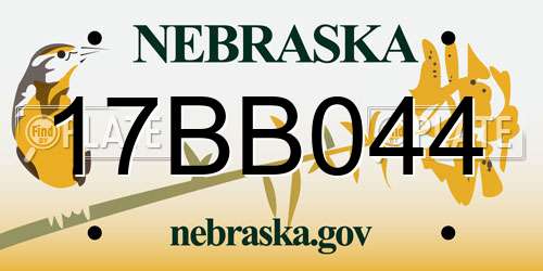17BB044 Nebraska License Plate