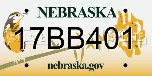 17BB401 Nebraska License Plate