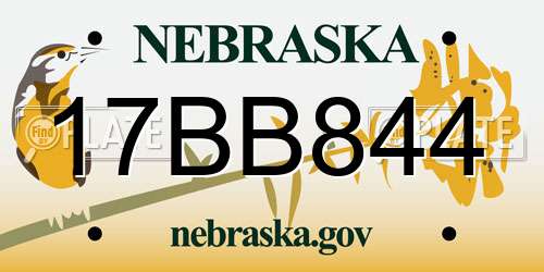 17BB844 Nebraska License Plate