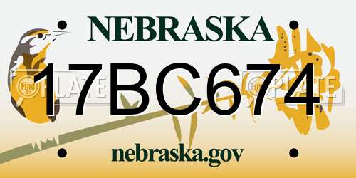 17BC674 Nebraska License Plate