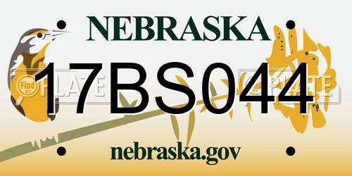 17BS044 Nebraska License Plate