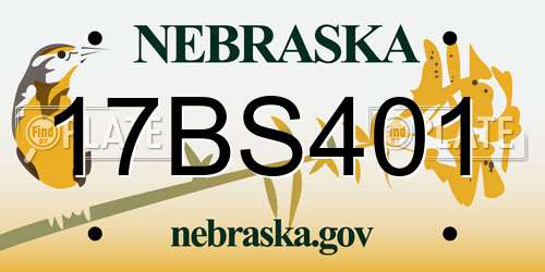 17BS401 Nebraska License Plate