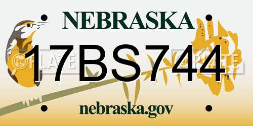 17BS744 Nebraska License Plate