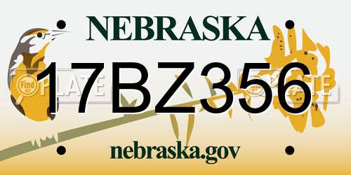 17BZ356 Nebraska License Plate