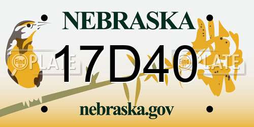 17D40 Nebraska License Plate