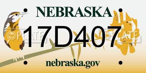 17D407 Nebraska License Plate