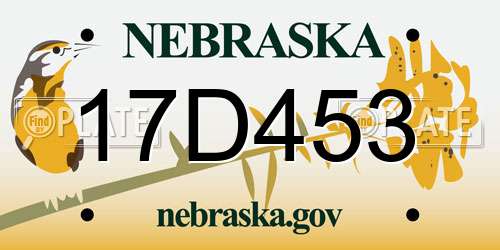 17D453 Nebraska License Plate