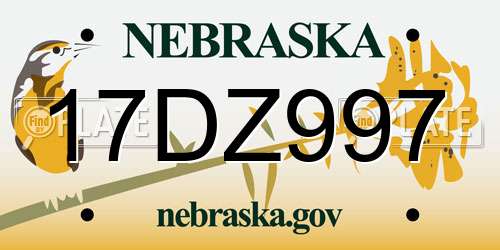17DZ997 Nebraska License Plate