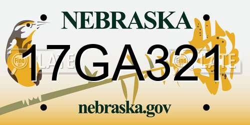 17GA321 Nebraska License Plate