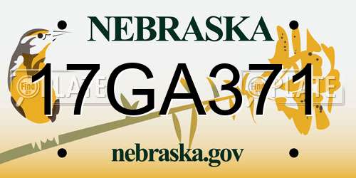 17GA371 Nebraska License Plate