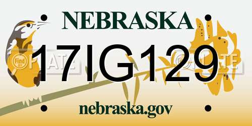 17IG129 Nebraska License Plate