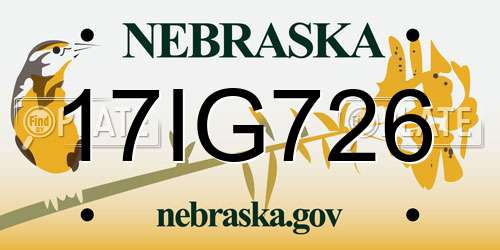 17IG726 Nebraska License Plate