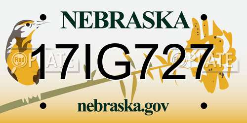 17IG727 Nebraska License Plate