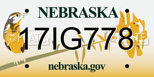 17IG778 Nebraska License Plate