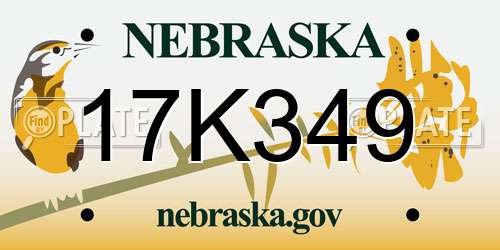 17K349 Nebraska License Plate