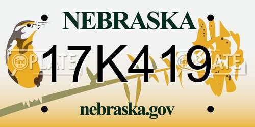 17K419 Nebraska License Plate