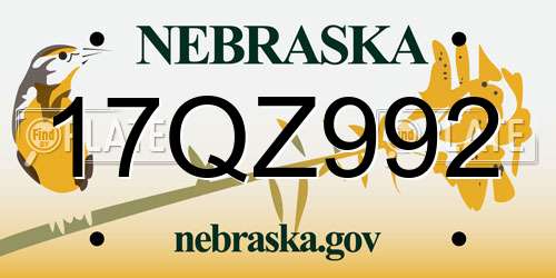 17QZ992 Nebraska License Plate
