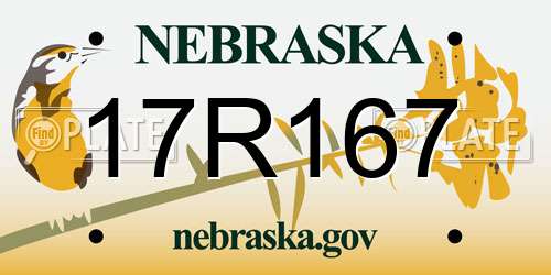 17R167 Nebraska License Plate