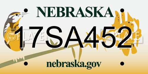 17SA452 Nebraska License Plate