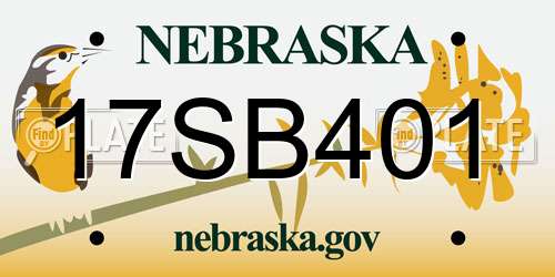 17SB401 Nebraska License Plate