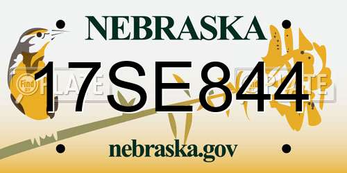 17SE844 Nebraska License Plate