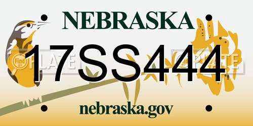 17SS444 Nebraska License Plate