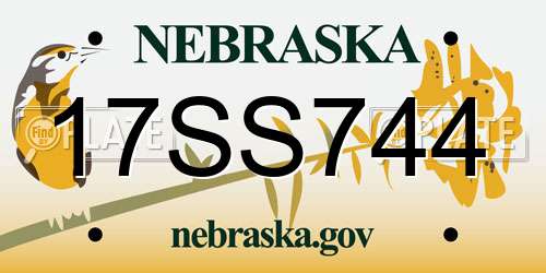 17SS744 Nebraska License Plate