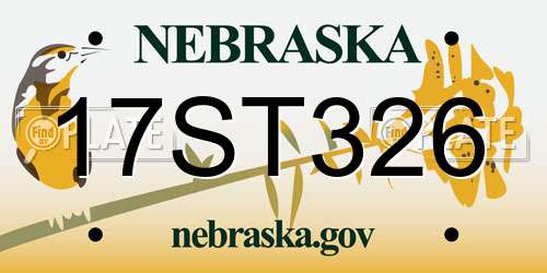 17ST326 Nebraska License Plate