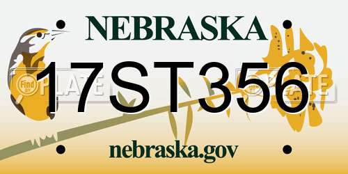 17ST356 Nebraska License Plate
