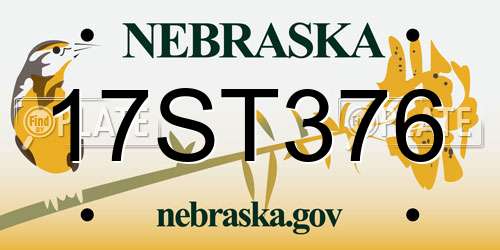 17ST376 Nebraska License Plate