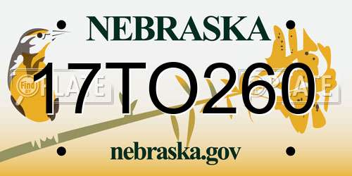 17TO260 Nebraska License Plate