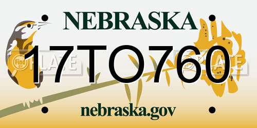 17TO760 Nebraska License Plate