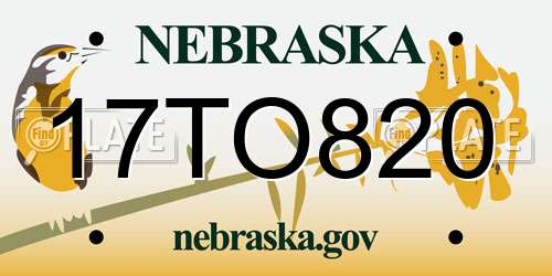 17TO820 Nebraska License Plate