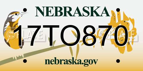 17TO870 Nebraska License Plate