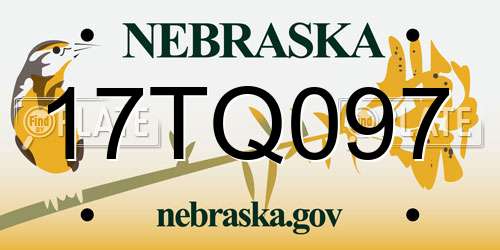 17TQ097 Nebraska License Plate