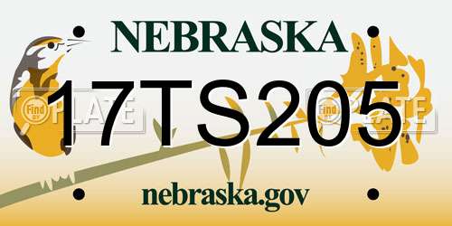 17TS205 Nebraska License Plate