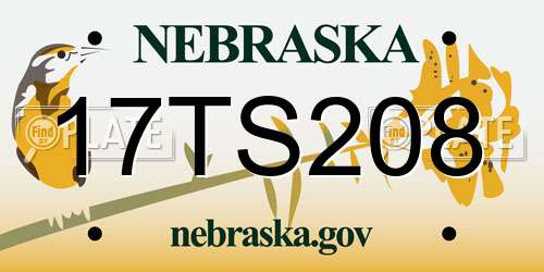 17TS208 Nebraska License Plate