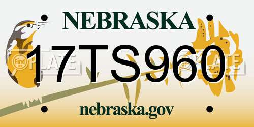17TS960 Nebraska License Plate