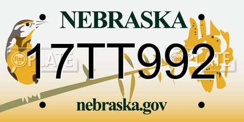 17TT992 Nebraska License Plate