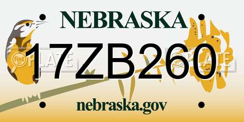 17ZB260 Nebraska License Plate
