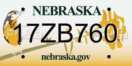 17ZB760 Nebraska License Plate