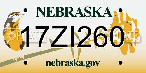 17ZI260 Nebraska License Plate