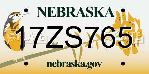 17ZS765 Nebraska License Plate