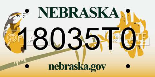 18035T0 Nebraska License Plate